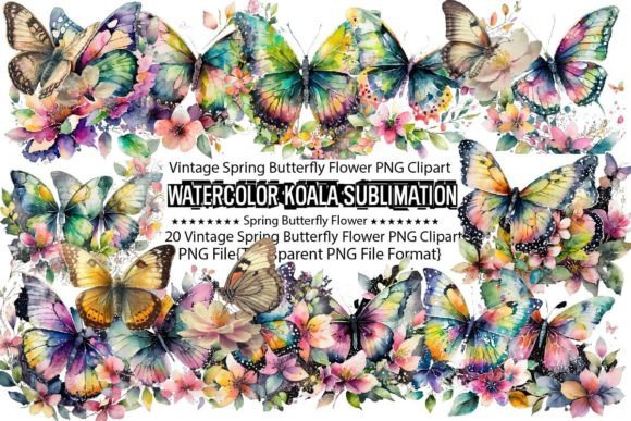 Download Vintage Spring Butterfly Flower Sublimat - Premium Bundle