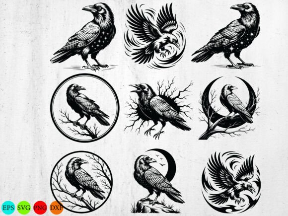 Download Raven Svg Bundle, Raven for Lazer, Crow - Lazer Collection