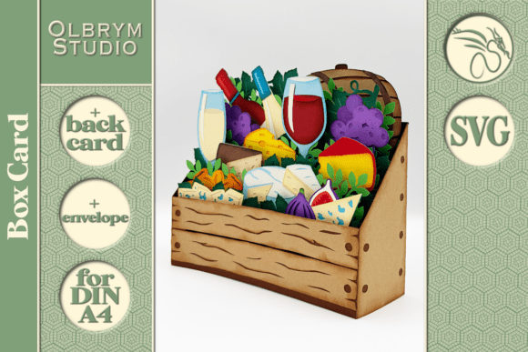Download Wine and Cheese Pop Up 3D Box Card SVG - 3d box card svg Collection